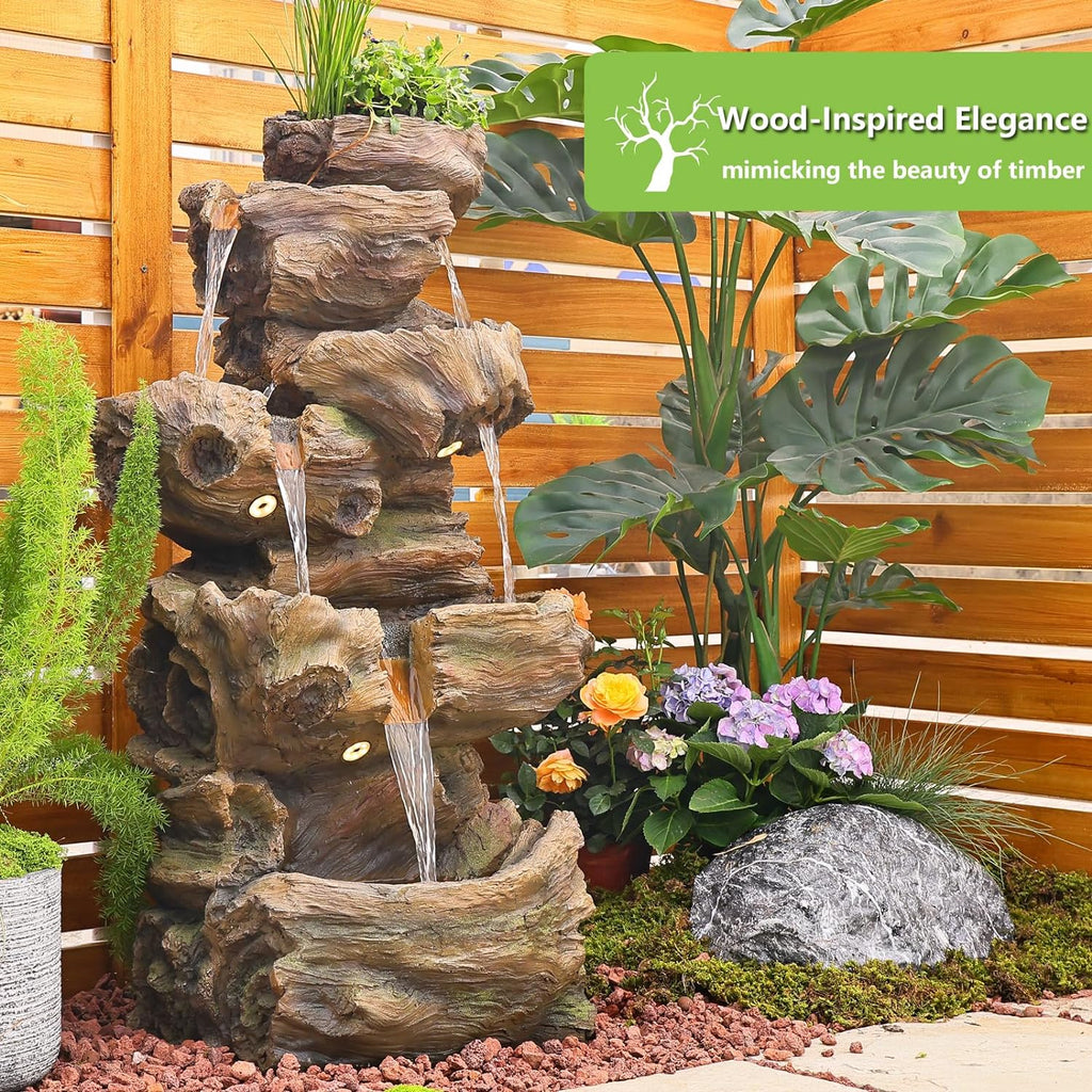 40.5" H Outdoor Garden Water Fountain 5 Tiers Large Cascading Rock Natural Waterfall Outdoor Fountain Resin Imitation