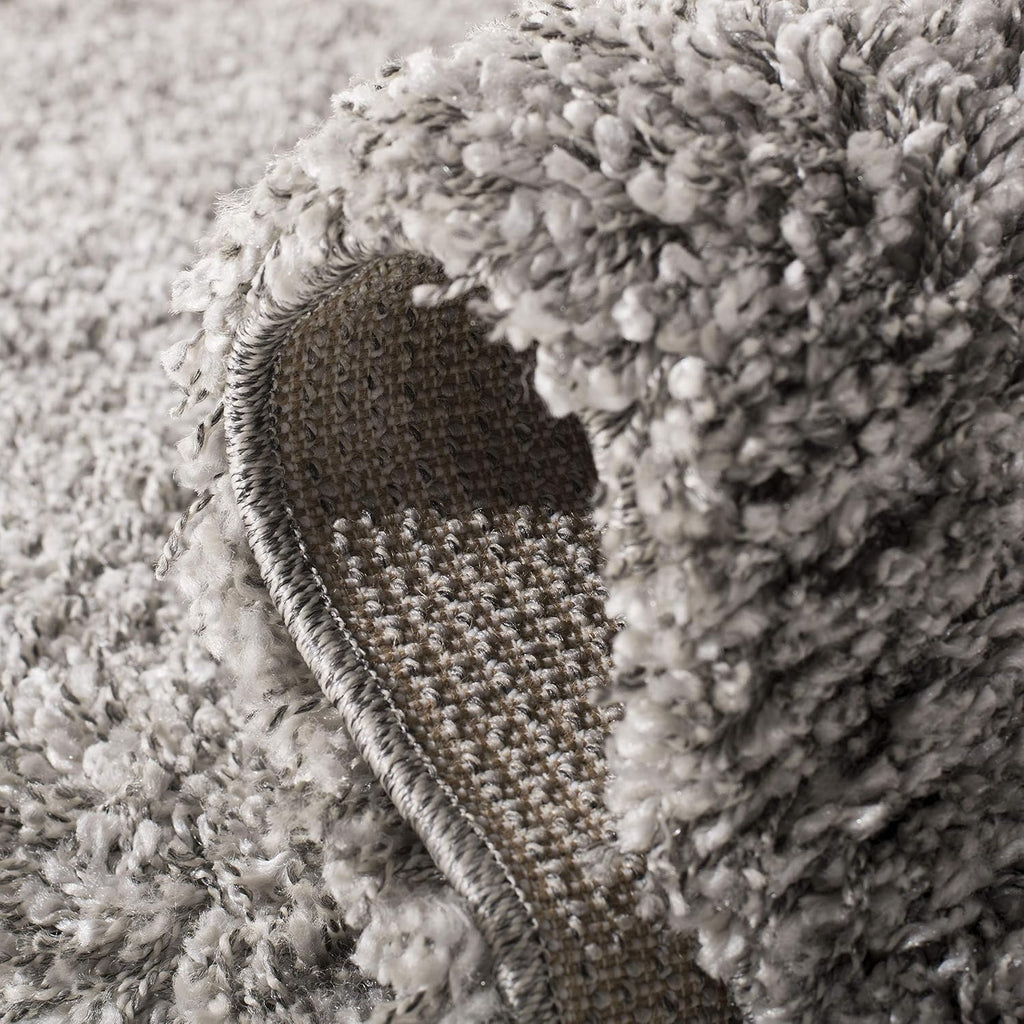 California Shag Collection Area Rug - 5'3" Square, Silver, Non-Shedding & Easy to Clean, Ultra Plush Thick Pile