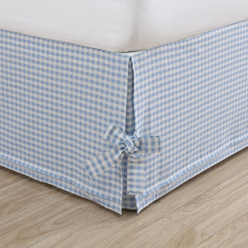 Home - Cotton Ruffled Bedskirt, Lightweight & Classic Style (Hedy Blue, Queen)