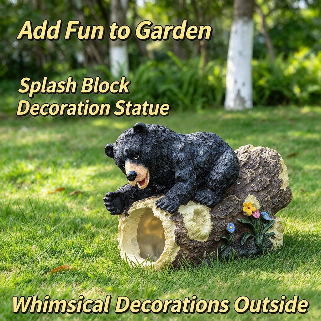Decorative Gutter Downspout Extensions Statue, 3" x 4" Downspout Extension Sculpture, Bear Decorative Rain Gutter
