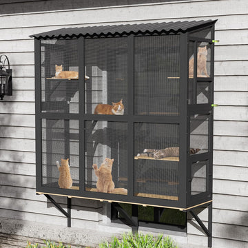 Large Catio Cat Window Box, Outdoor Cats Window Perch Enclosure