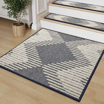 Landing Mat Non Slip for Wooden Steps Indoor, 3D Peel and Stick Stair-Carpet Treads Washable Reusable Adhesive Stair