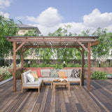 13' x 6.5' Wooden Grill Gazebo Metal Roof, Bulbs, Bar Counters, Patio Hardtop Grill Pergola, BBQ Canopy for Outdoor Patio, Lawn, Garden, Backyard