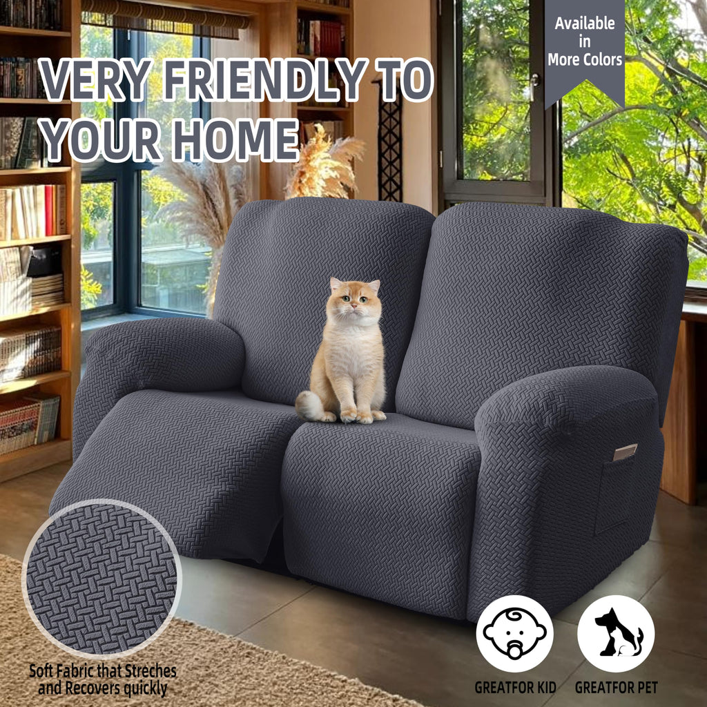Recliner Loveseat Covers, 2 Seater Couch Cover, Dark Gray