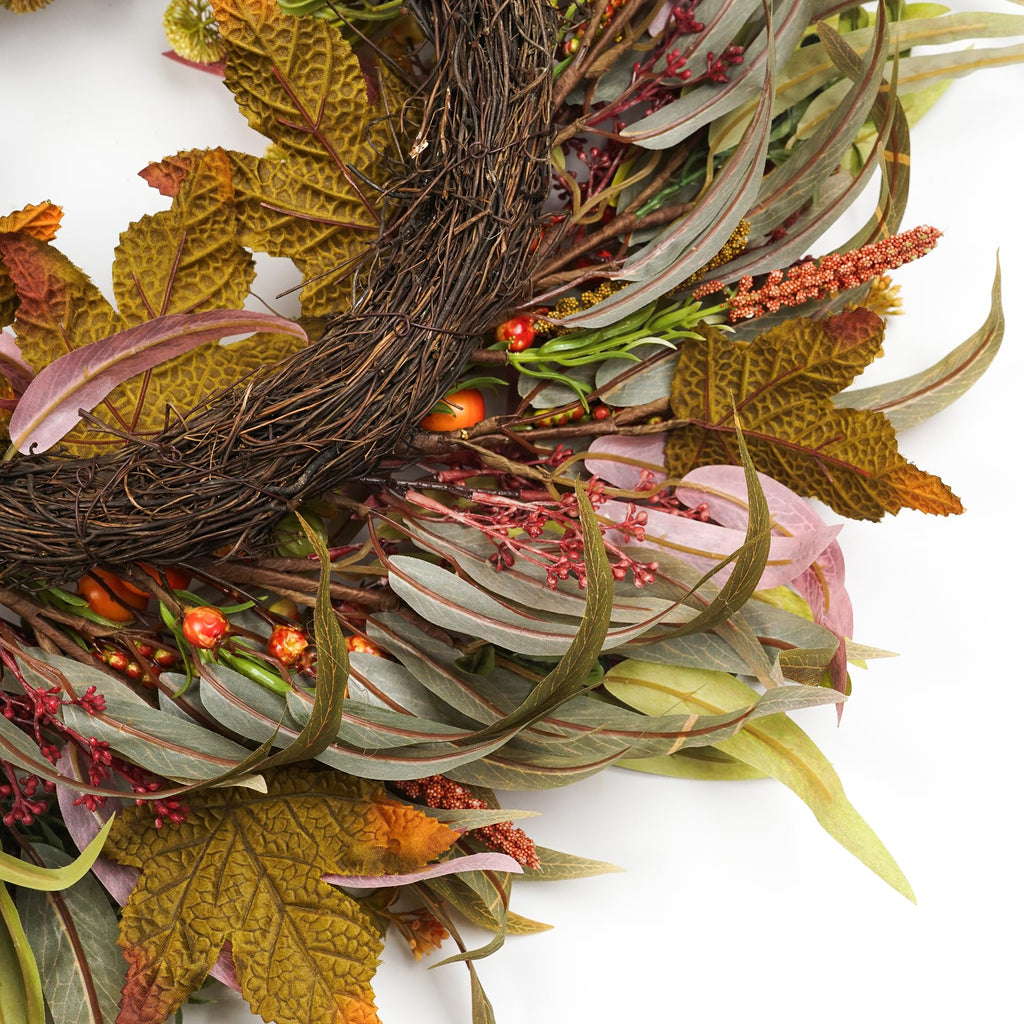 Olive Wreath for Front Door 22 inch, Greenery All Season Wreath with Olive Leaf Fruit, Home Decoration for Outdoor
