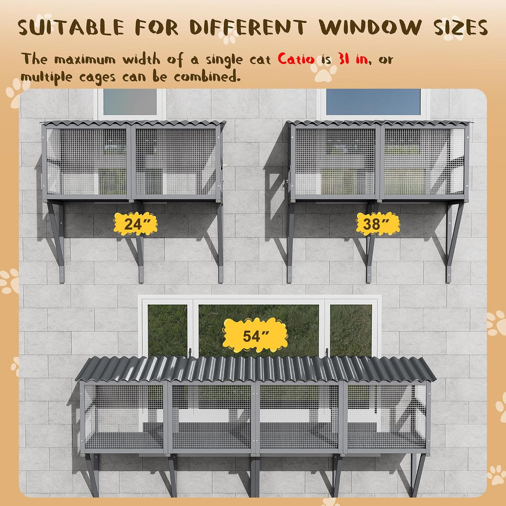 Cat Catio Window Perch for Large Cats - Outdoor Cat Enclosure Window, Catio Window Box Hommock for Inside Cats