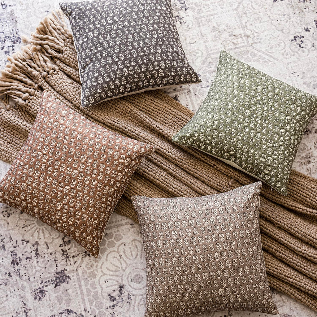 Decorative Floral Print Throw Pillow Covers 18×18 Sage Green