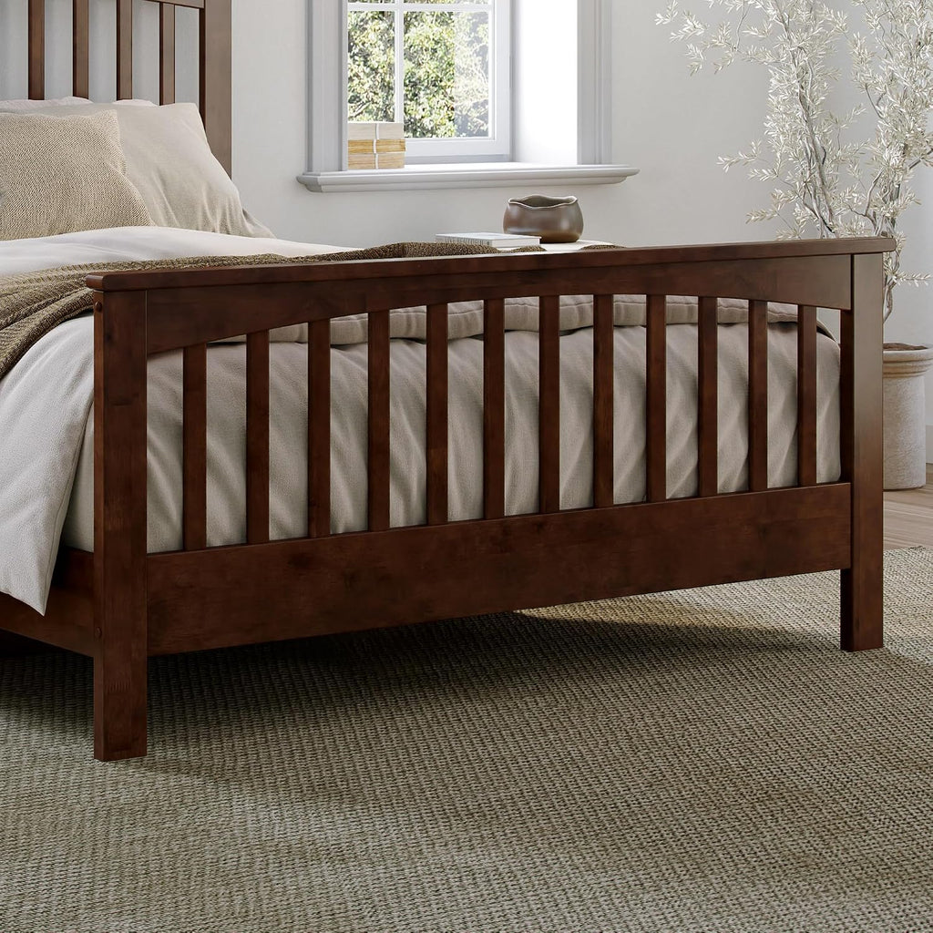 Camilla Queen Low Profile Platform Bed with Matching Footboard, Walnut