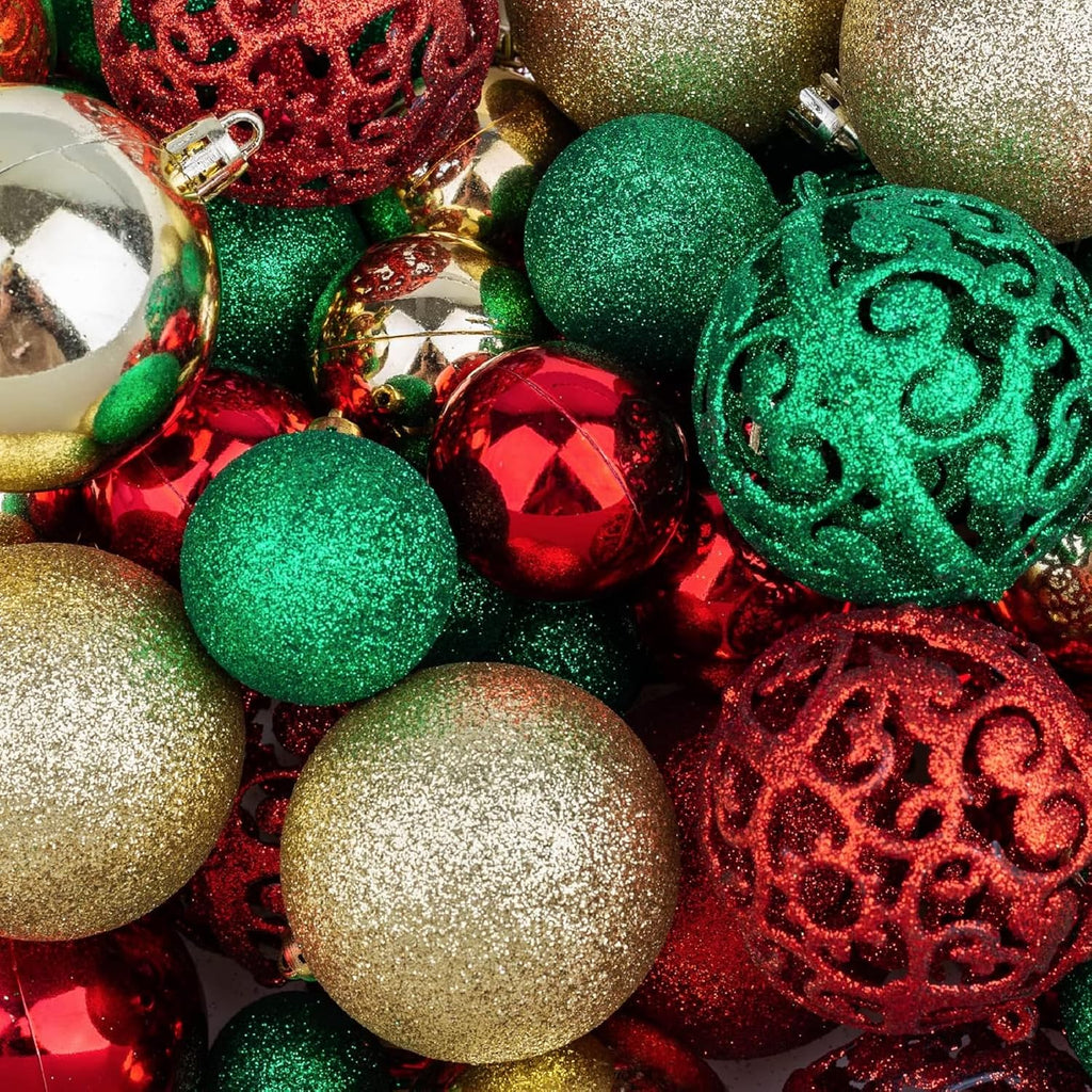 100pcs Christmas Ball Ornaments, Shatterproof Christmas Ornaments Set with Hand-held Gift Package for Xmas Tree Red