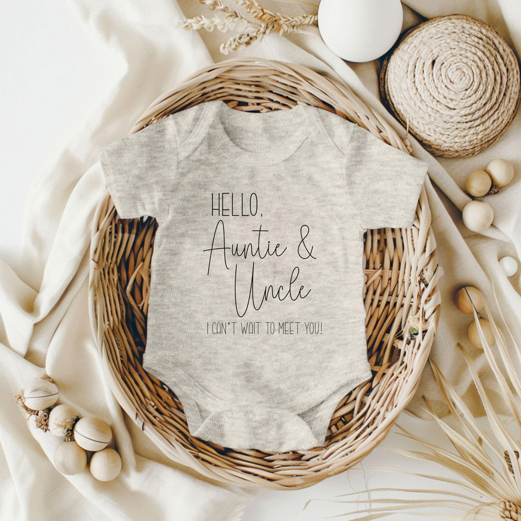 Baby Reveal for Aunt and Uncle - Pregnancy Announcement Infant Bodysuit - Surprise For Sister and Brother - Hello