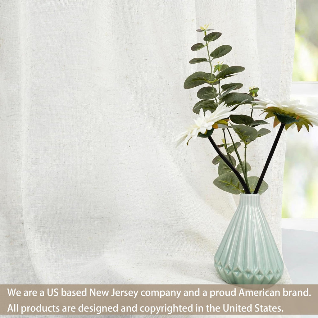 Pinch Pleat Linen Textured Semi Sheer Solid Farmhouse and Modern Rustic Linen Curtains 2 Panels 50 inches Wide by 84