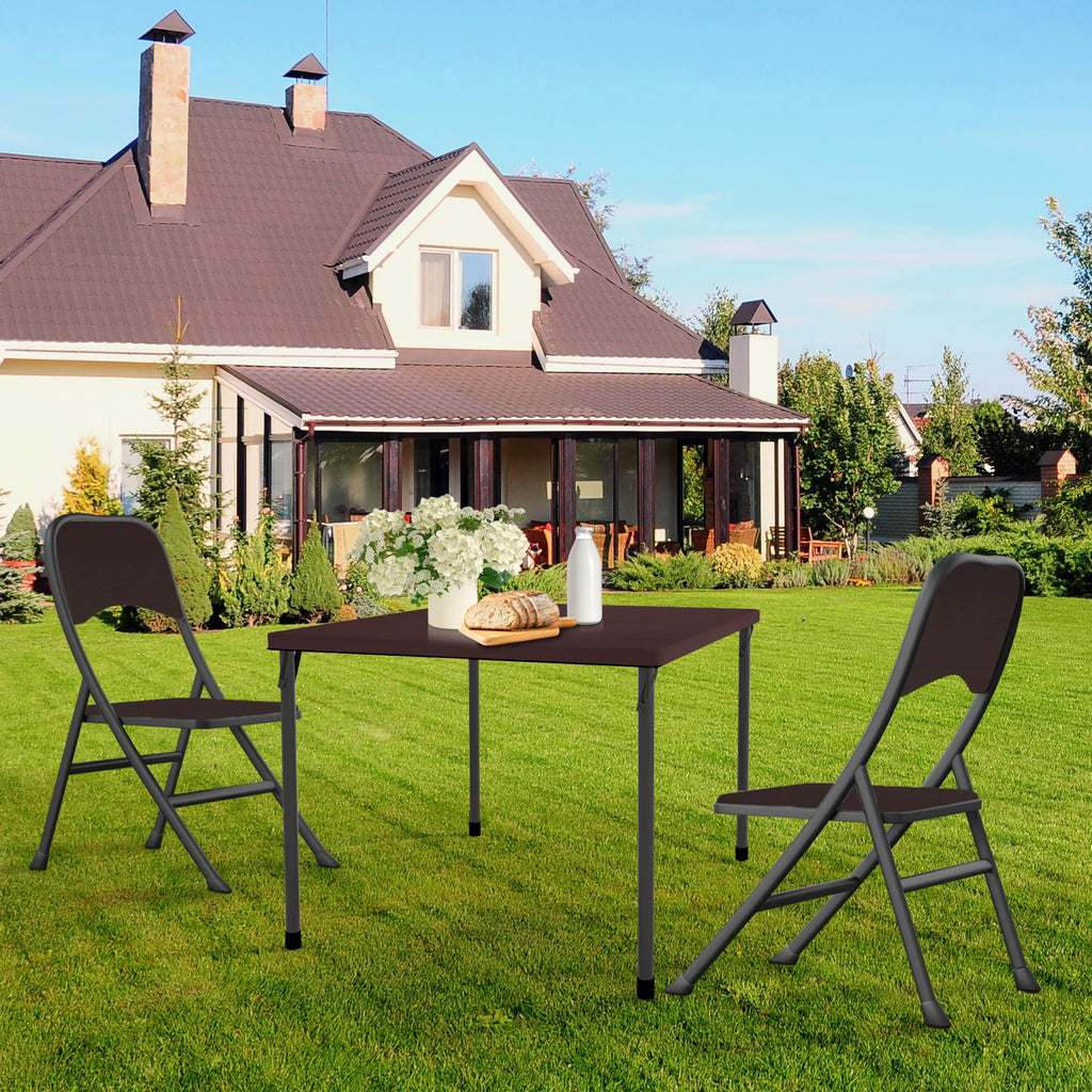 34" Folding Card Table, Portable Square Folding Table with Collapsible Legs & Carrying Handle, Plastic Tables for