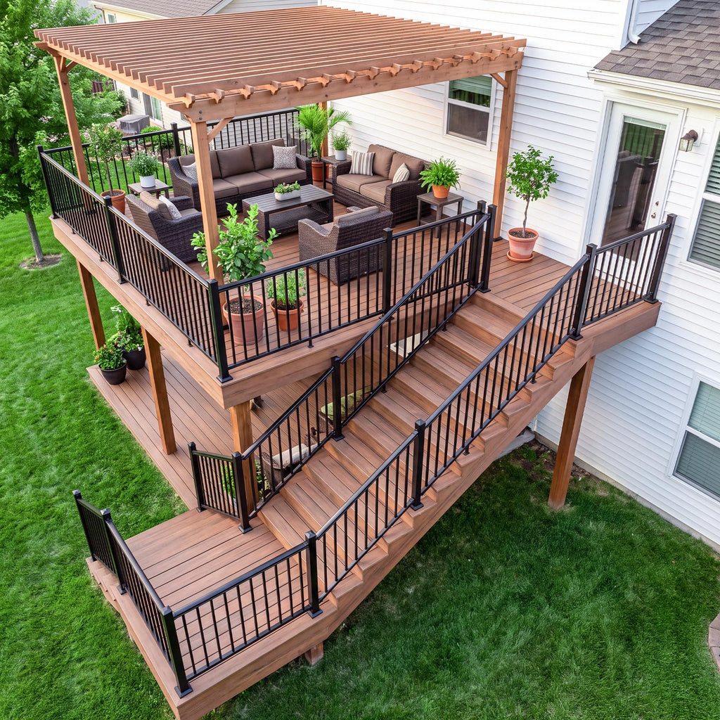 4 Pack 42 in x 6 ft Aluminum Porch and Deck Railing Kit Without Post