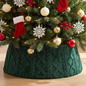 Christmas Tree Collar 28-36 Inch, Diamond Faux Fur Tree Collar Plush Christmas Tree Skirt Adjusted Xmas Tree Ring for