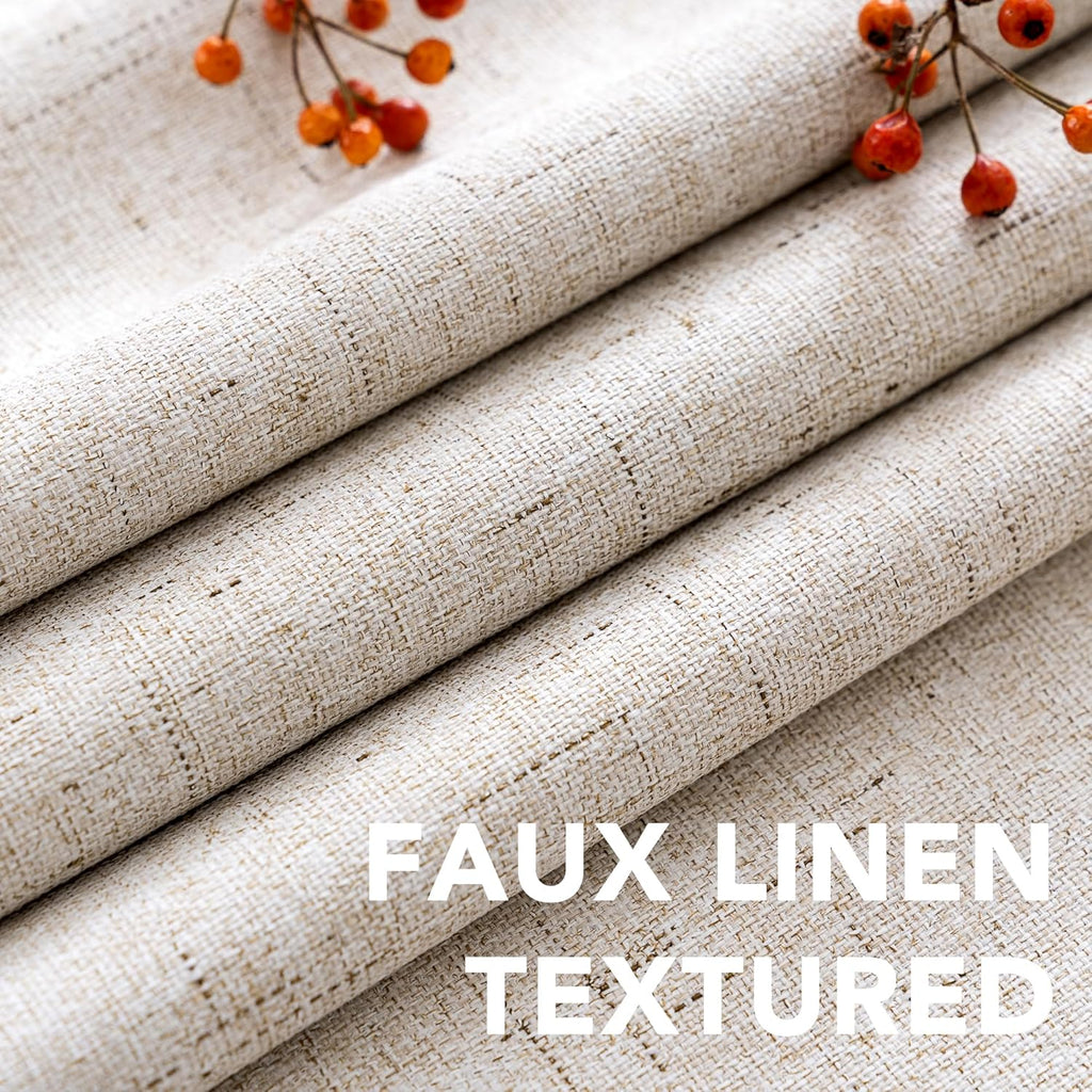 100% Blackout Curtains for Bedroom 84 Inches Long Grommet Linen Face Full Light Blocking Curtain Drapes for Living