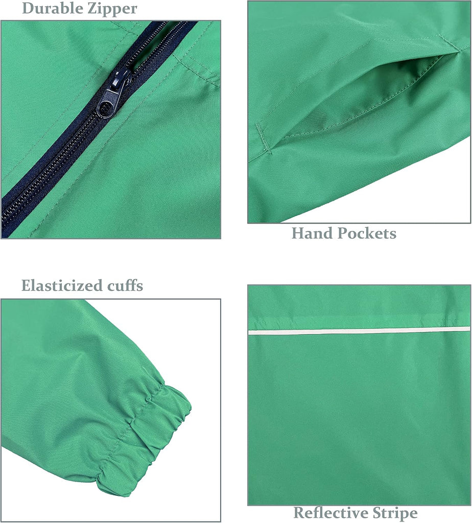 Boys Rain Jackets Lightweight Waterproof Hooded fleece Raincoats Windbreakers for Kids