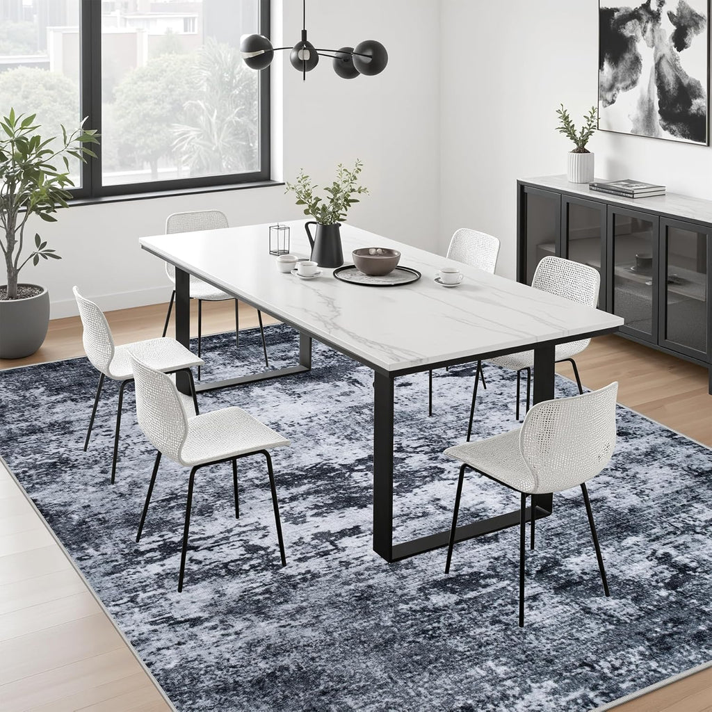 5x7 Area Rug Living Room Rug: Washable Modern Abstract Soft Thin Rug Indoor Floor No Slip Stain Resistant Carpet