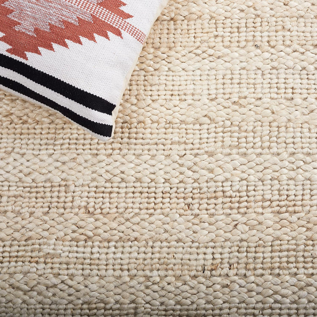 Natural Fiber Area Rug - 9' x 12', Bleach, Handmade Jute, Braided Woven Design