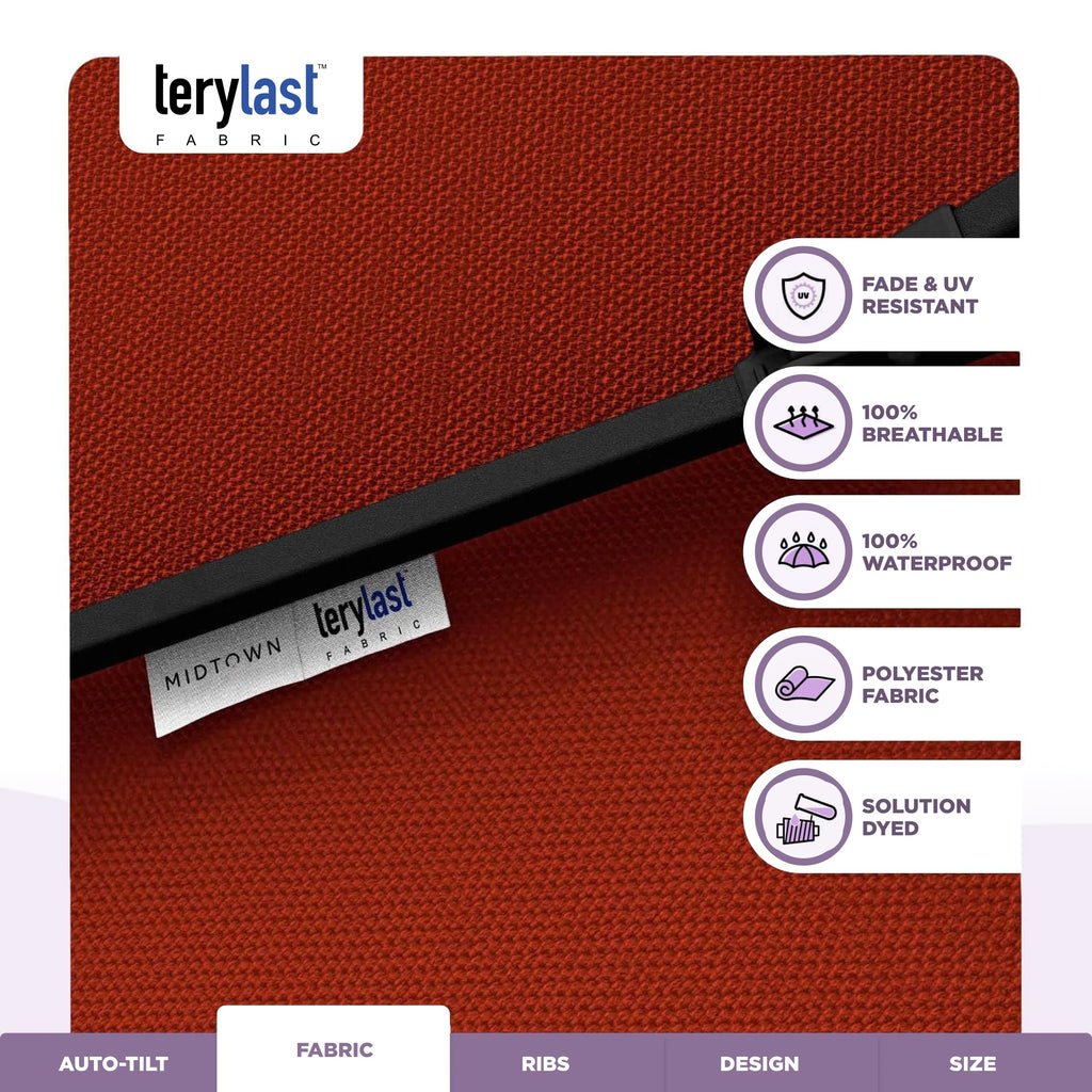 Lean - 10 Ft Patio Umbrella, Apple Red Canopy