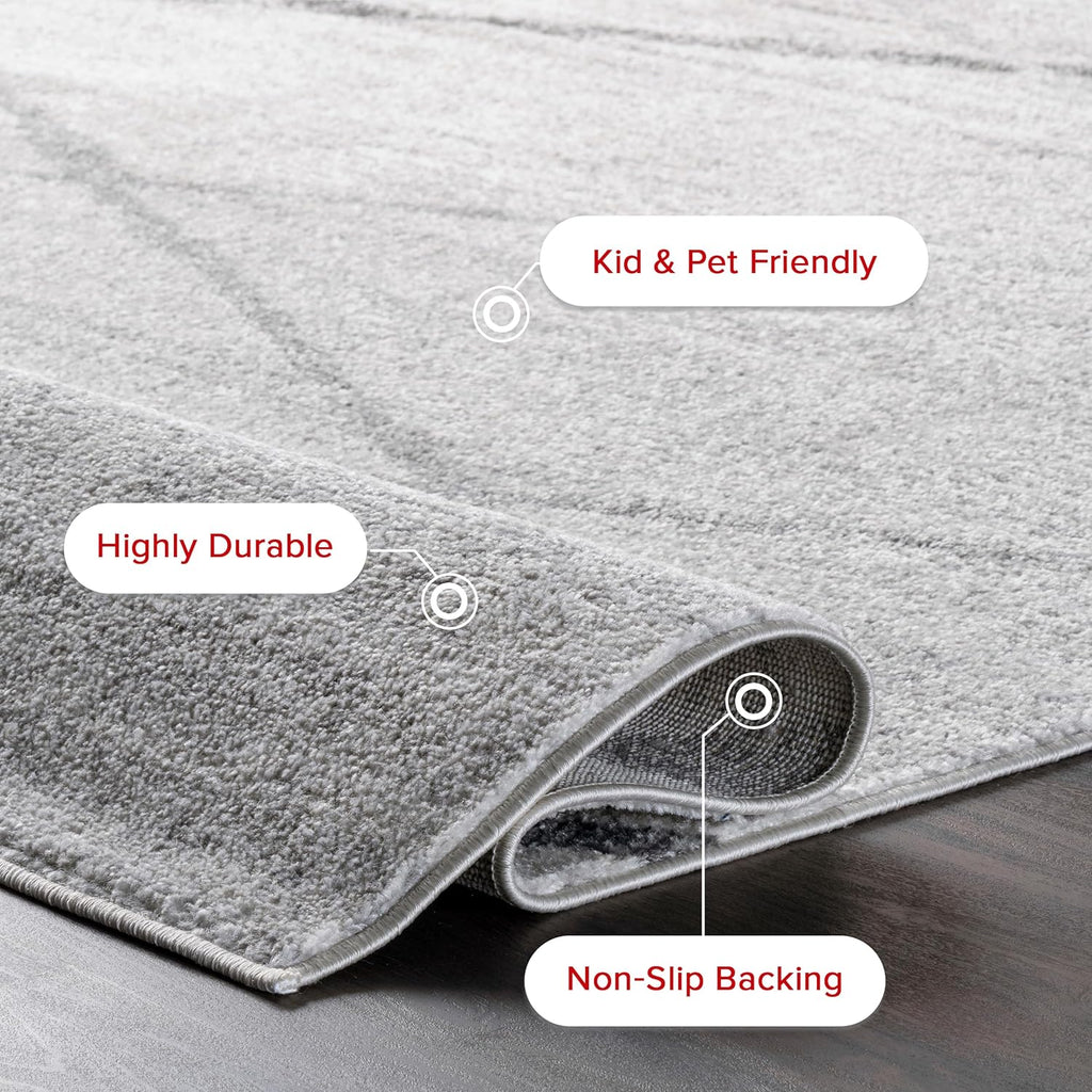 5x8 Thigpen Grey/Off-White, 5' x 8', Soft and Cozy, High Traffic, Stain Resistant, Easy Clean, Non-Shed, Durable Area Rug