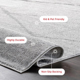 5x8 Thigpen Contemporary Area Rug, Grey, Abstract Lines, Non-Slip Backing, Stain Resistant, For Bedroom, Dining Room