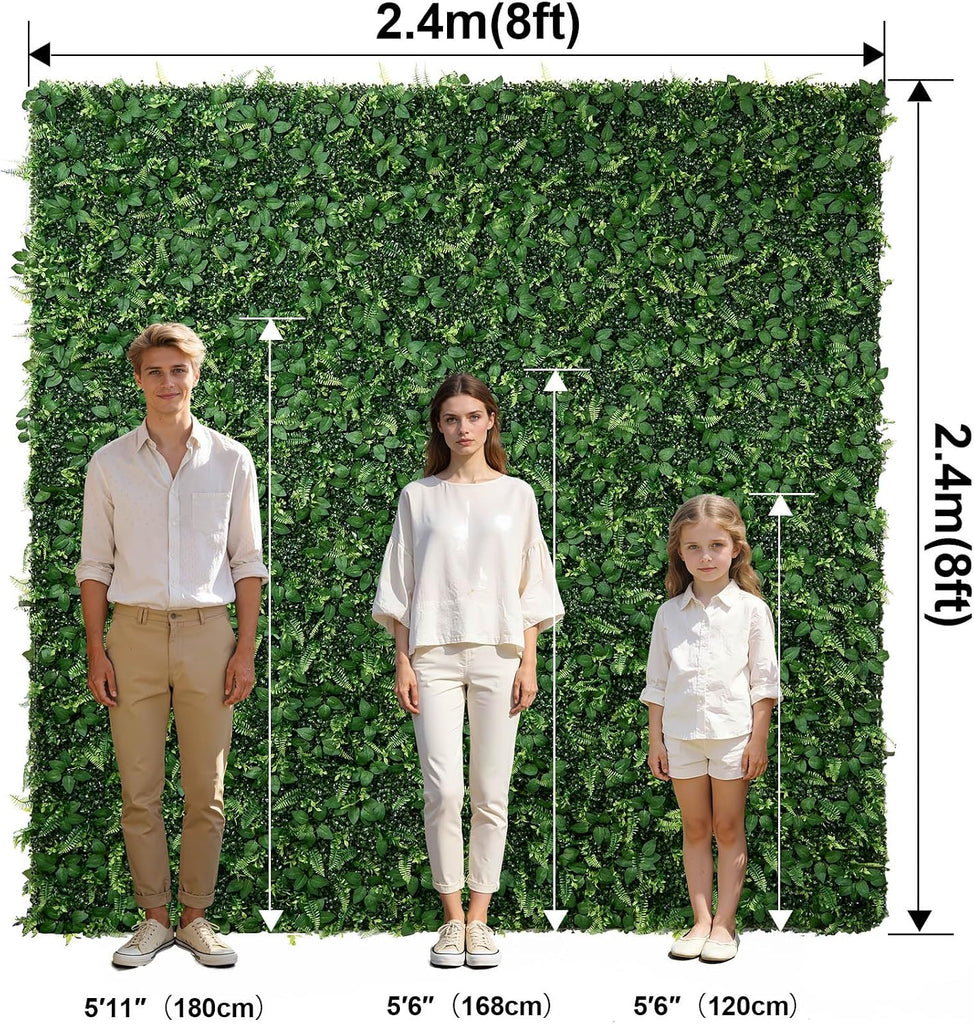Artificial Flower Wall 8x8ft Green Grass Backdrop for Wedding, Baby Shower, Party, Birthday & Home Decor, Easy &
