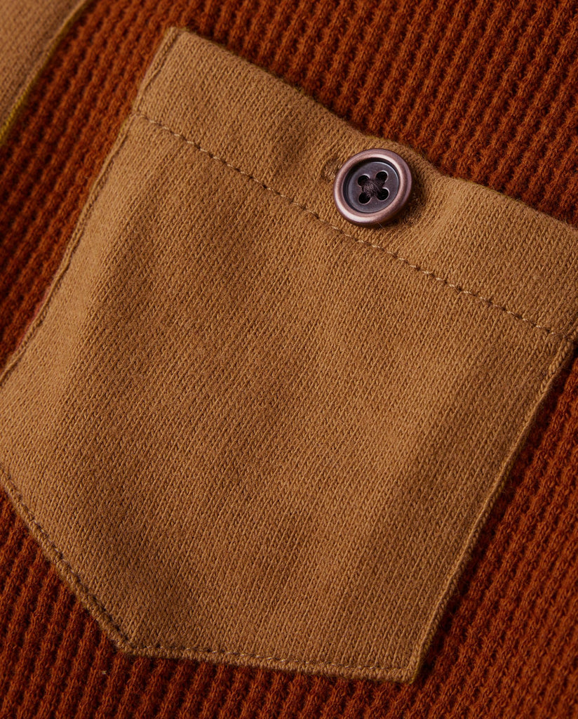 Boys,and Toddler Long Sleeve Thermal Henley Shirt,Smoked Paprika Colorblock