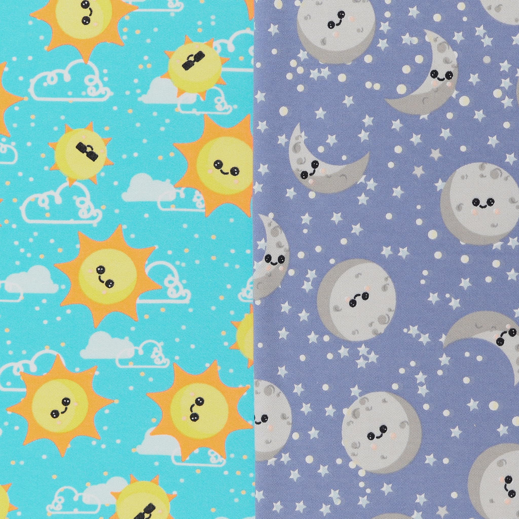 Juvenile Interlock Knit Fabric, Moon and Back Cut by The Yard