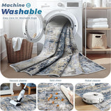 Area Rugs 9x12 for Living Room: Washable Rug Modern Abstract Neutral Soft Non-Slip Low-Pile Indoor L