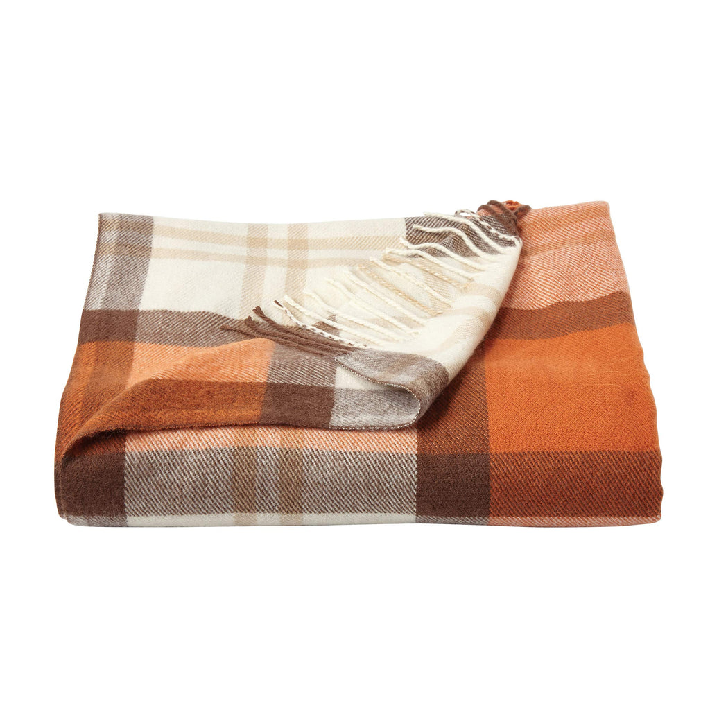Oversized Throw Blanket for Couch, Spice Orange Plaid, 60" x 70"