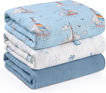Muslin Swaddle Blankets, 3 Pack Breathable Soft Receiving Blanket, Large 38 x 40 inches Swaddle Wrap
