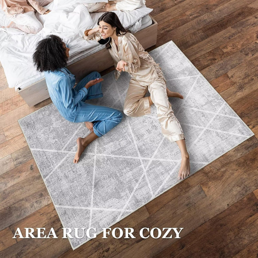 Modern Area Rug 5x7 - Upgraded 10mm Thick Sponge