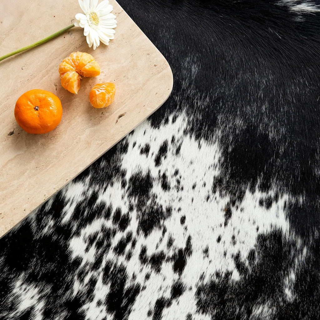 100% Genuine Brazilian Cowhide Rug - Black Salt and Pepper - Luxury Cowskin Leather Area Rug Décor 7 x 6 feet