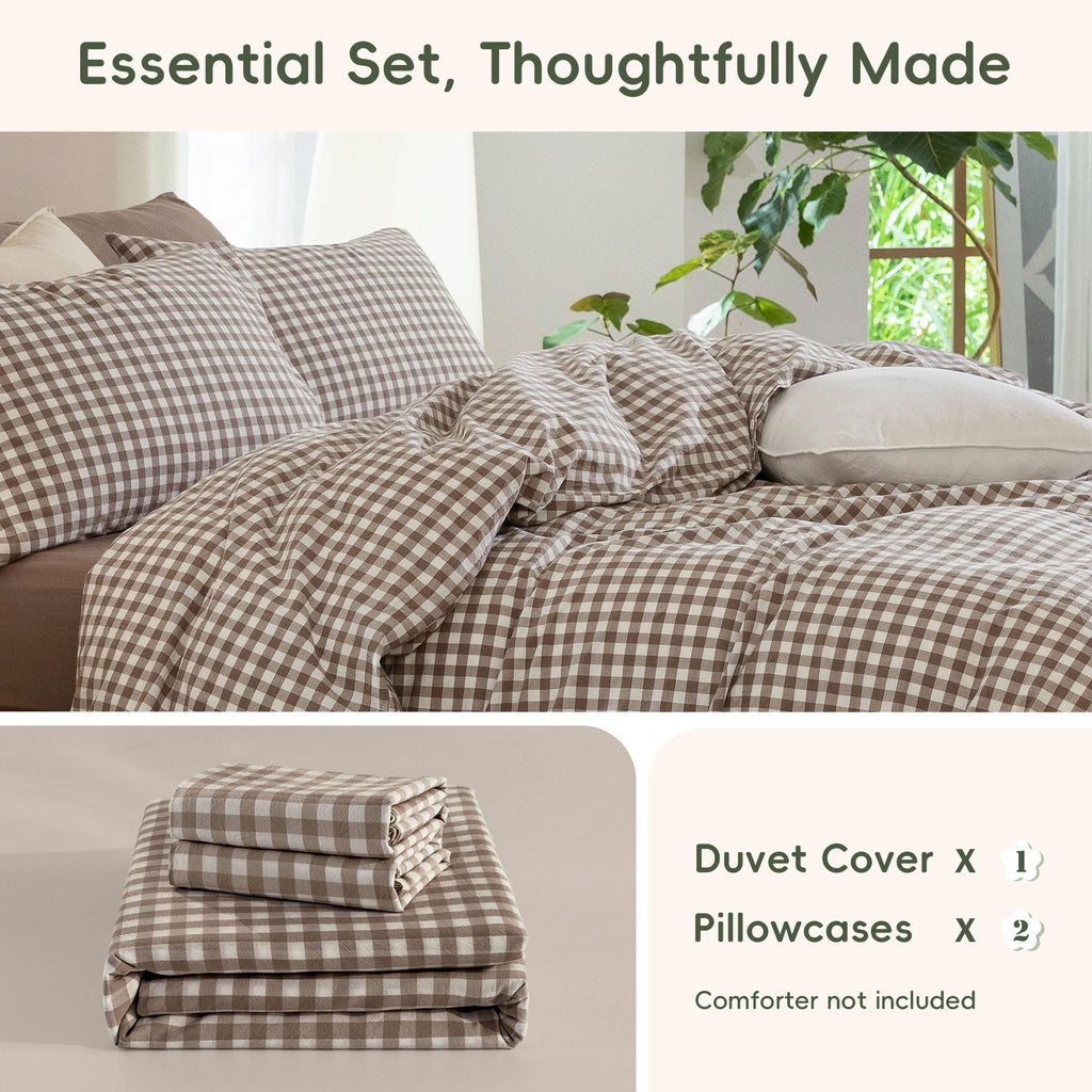 Washed Cotton Duvet Cover Set, 3-Piece, Classic Gingham