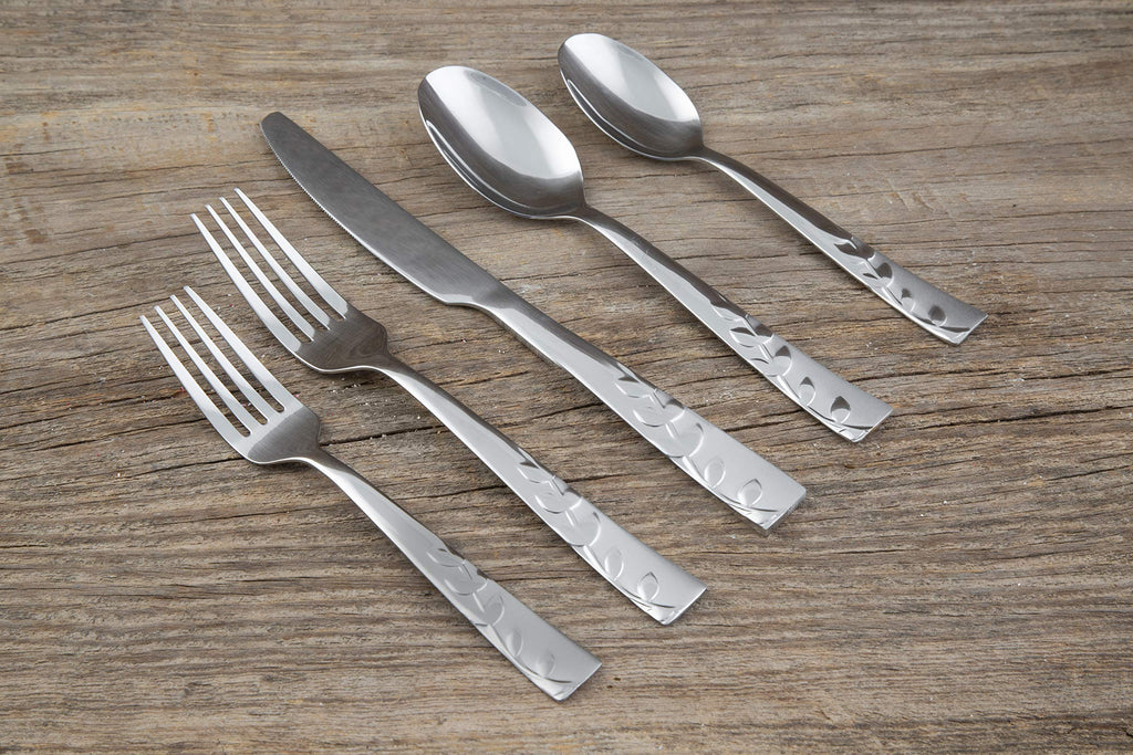 Silversmiths 268320R Blossom Sand 20-Piece Flatware Silverware Set, Service for 4, Stainless Steel, Includes