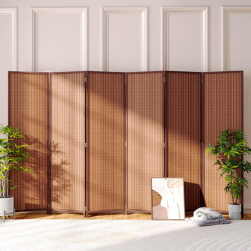 6 Panel Folding Privacy Screen 6ft Bamboo Freestanding Room Divider