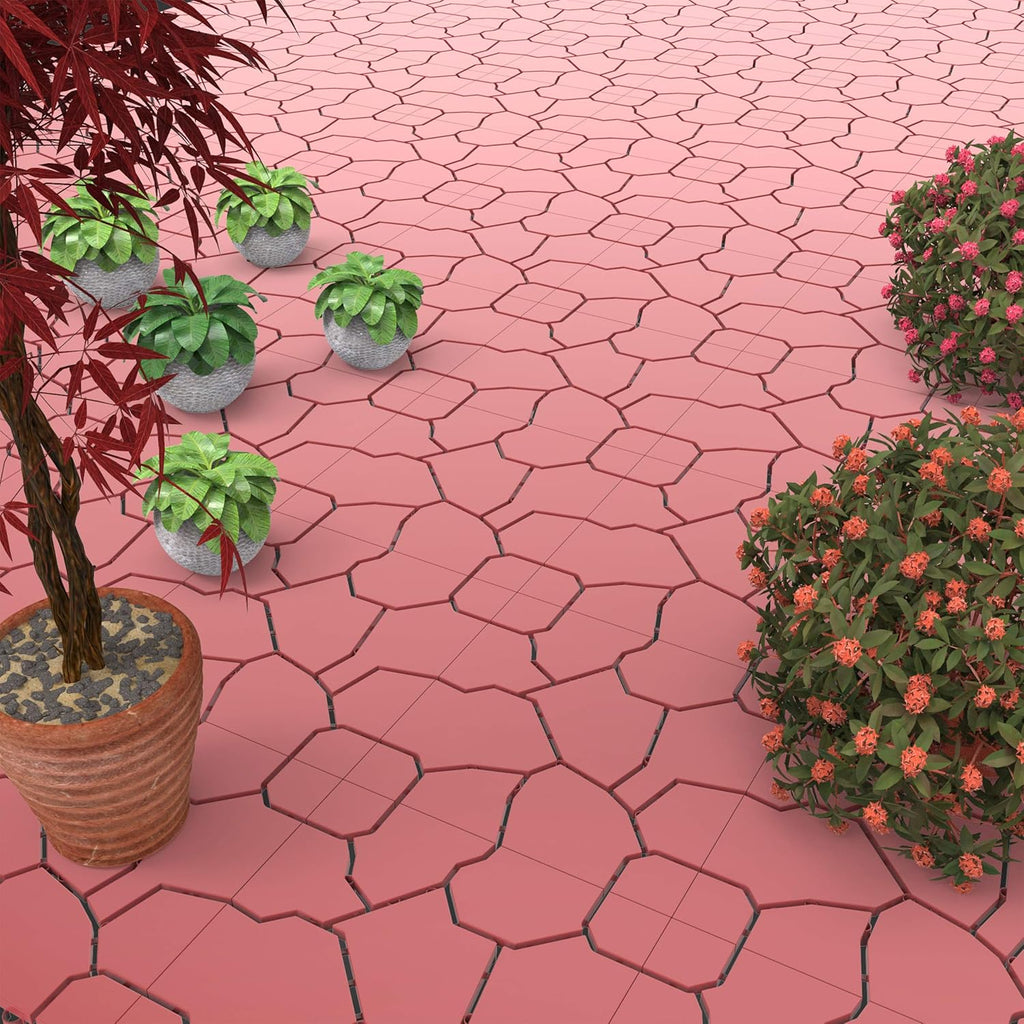 6-Pack Polypropylene Interlocking Patio Deck Tiles - Weather-Resistant Outdoor Flooring for Balcony, Porch, and Garage