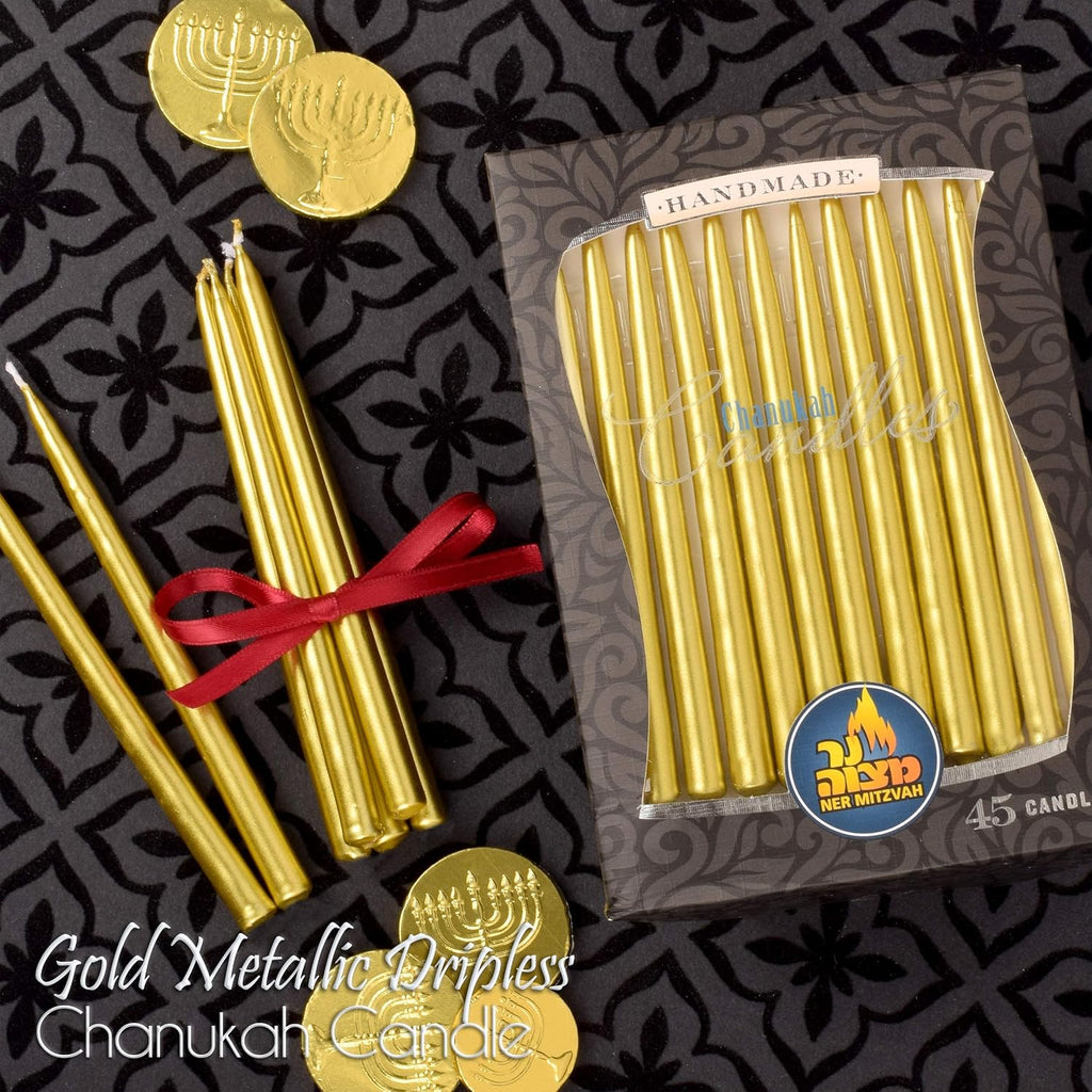 Dripless Chanukah Candles, Hanukkah Candles Fits Most Menorahs, Premium Quality Wax for All 8 Nights of Hanukkah - Set of 45