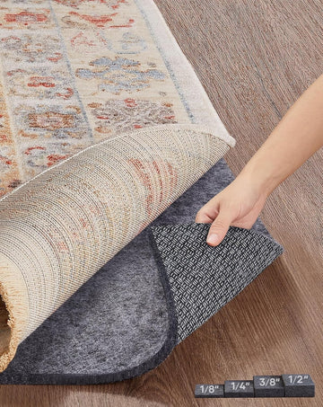 Non Slip Cushioned Rug Pad Gripper, Felt and Silicone Backing, 2 x 8 Ft, 1/4 inch Thick Runner Carpet Liner Protector - Set of 99