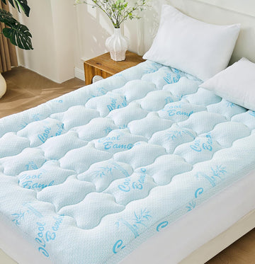 Queen Mattress Topper, Cooling Gel Memory Foam Topper for Hot Sleepers | Bamboo-Derived Breathable Fabric, Soft
