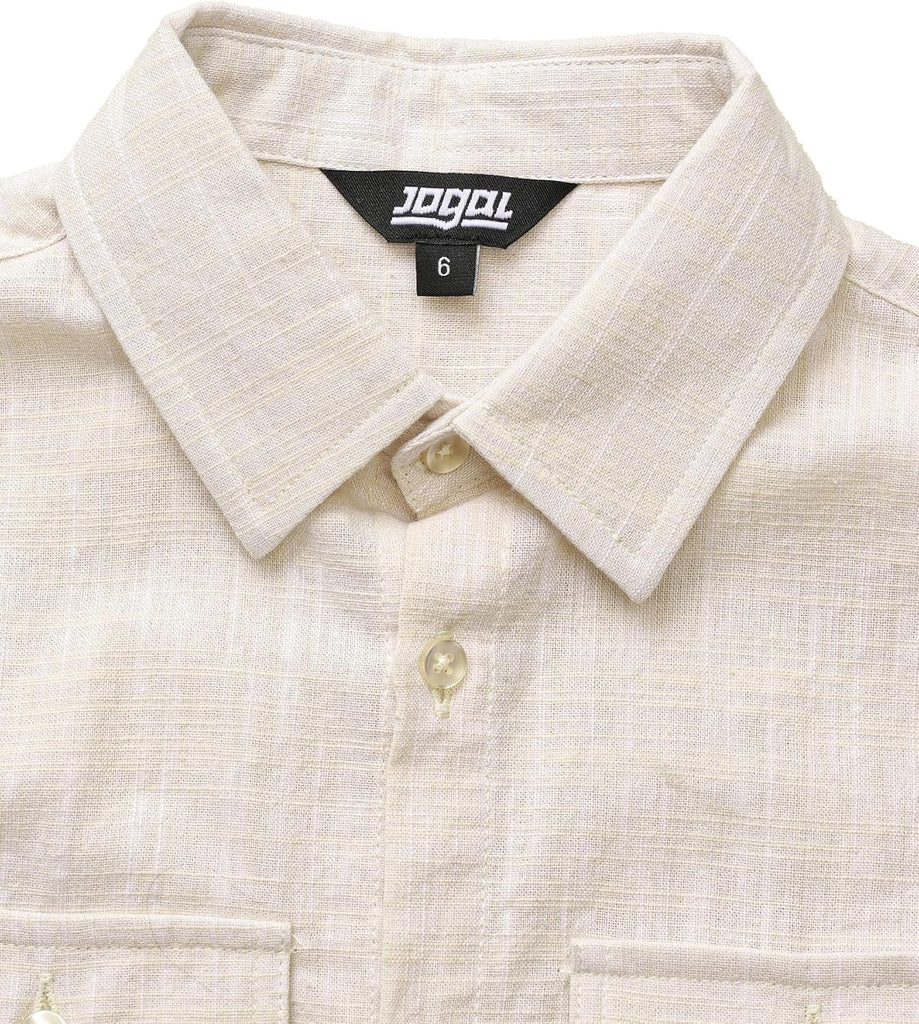 Boys Chambray Button Down Shirt Short Sleeve Casual Cotton Shirts
