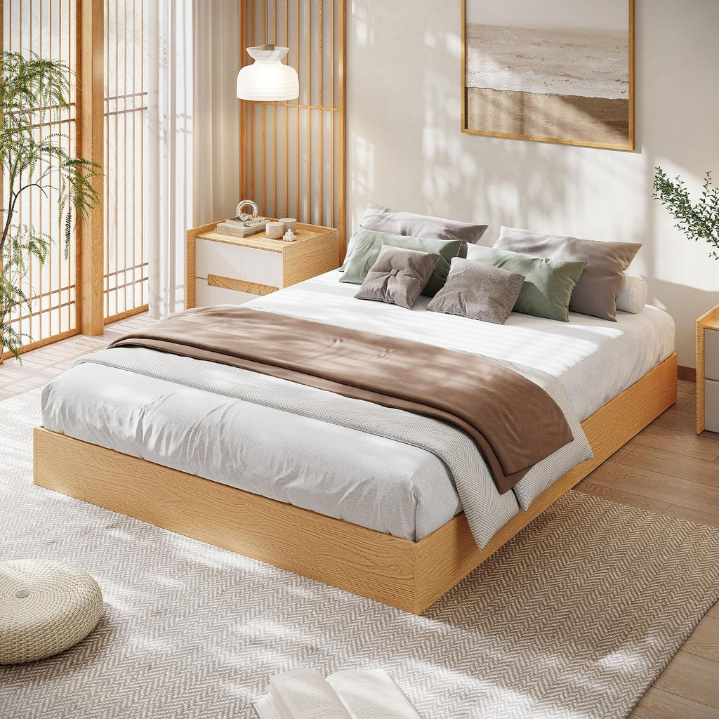 Wood Platform Bed Frame with Low Profile Design