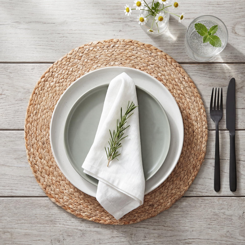 Round Jute Placemats, Set of 10, 13 Inch