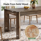 Solid Wood Dining Table for 6 People, 63" Farmhouse Kitchen Table with Heavy Duty Legs, Rectangular Dining Room