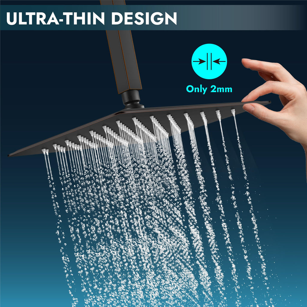 Square Rain Shower Head,High Pressure,Oil Rubbed Bronze 12 Inch