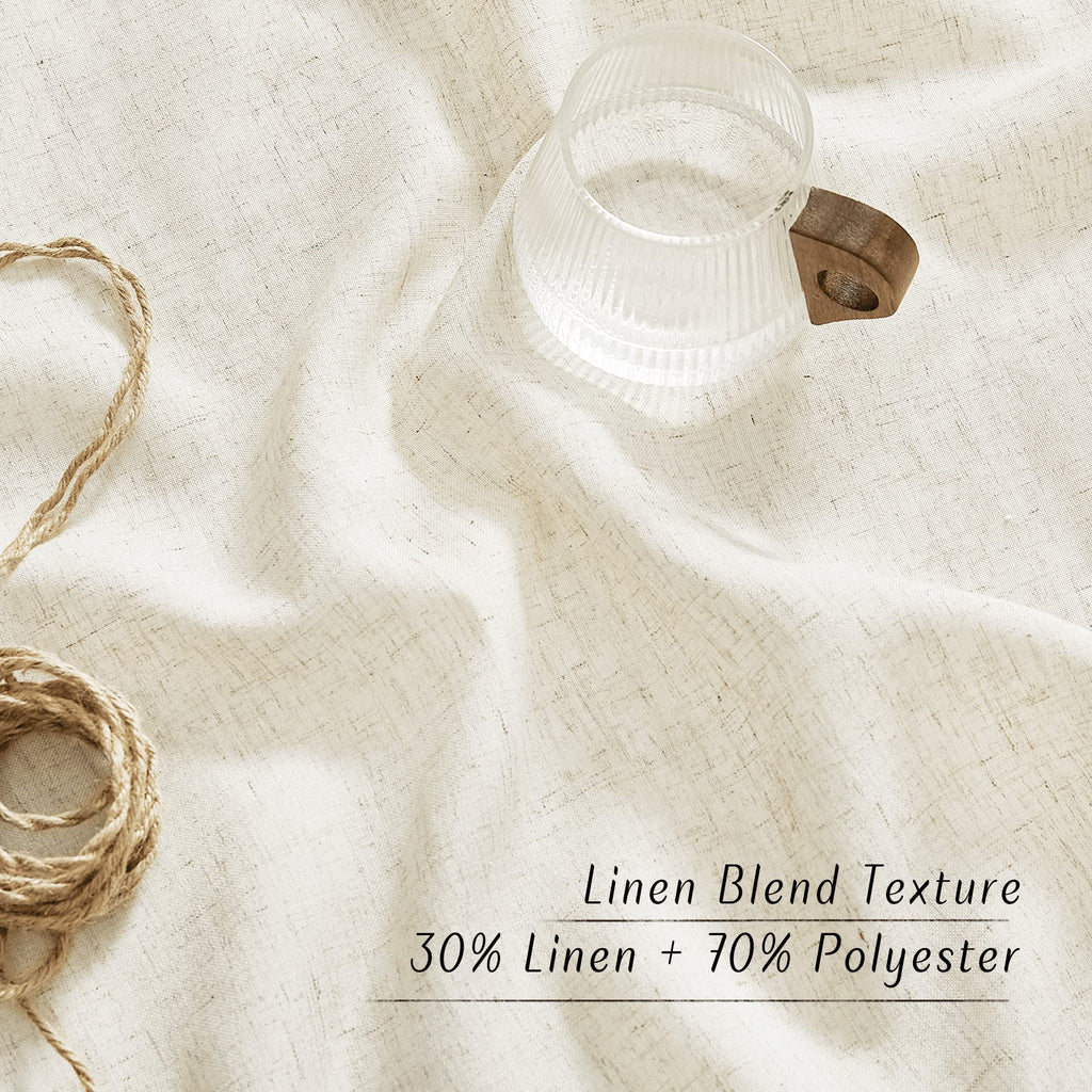 Extra Long Linen Curtains 132 inches Long, Grommet Privacy Added Thick Burlap with Light Filtering Semi Sheer Window