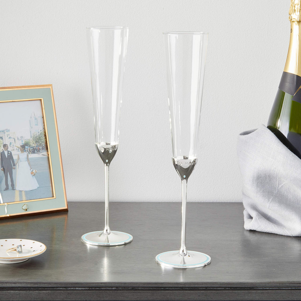 Take The Cake 2-Piece Champagne Flute Set, 2 Count (Pack of 1), Clear