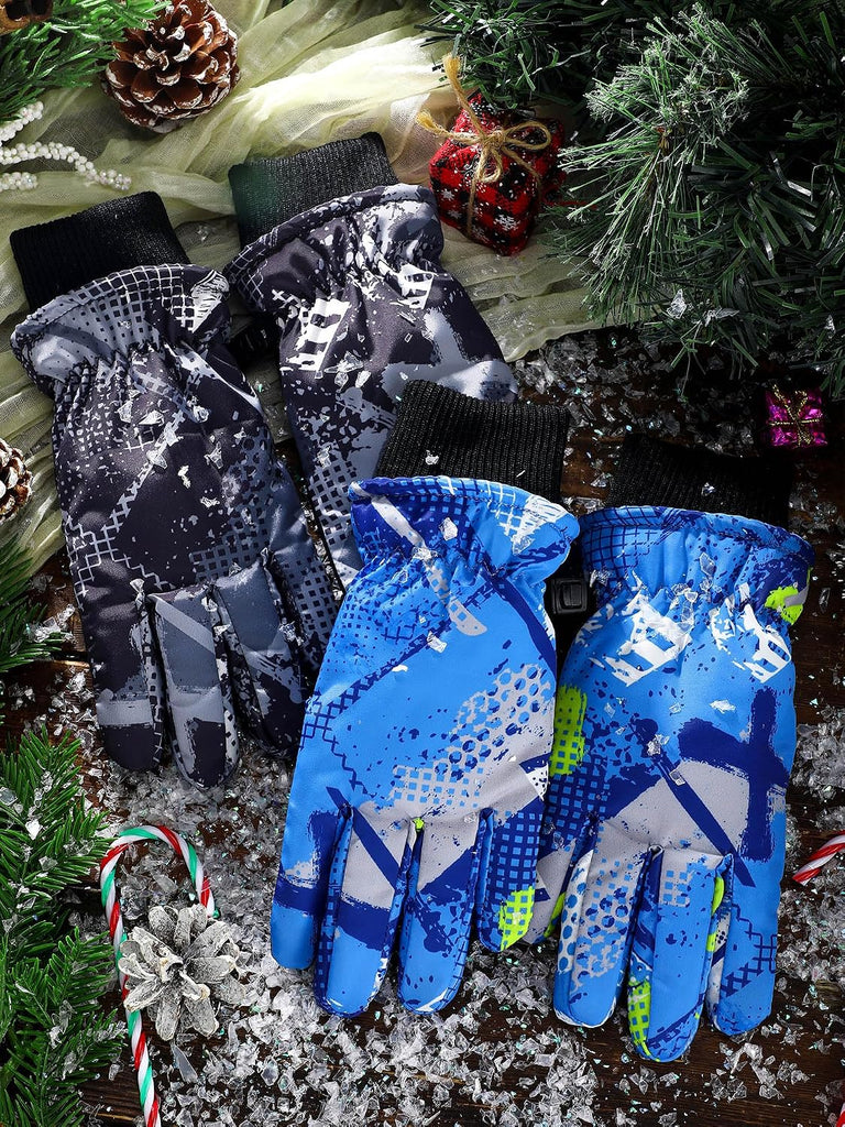 2 Pairs Kids Waterproof Winter Snow Gloves