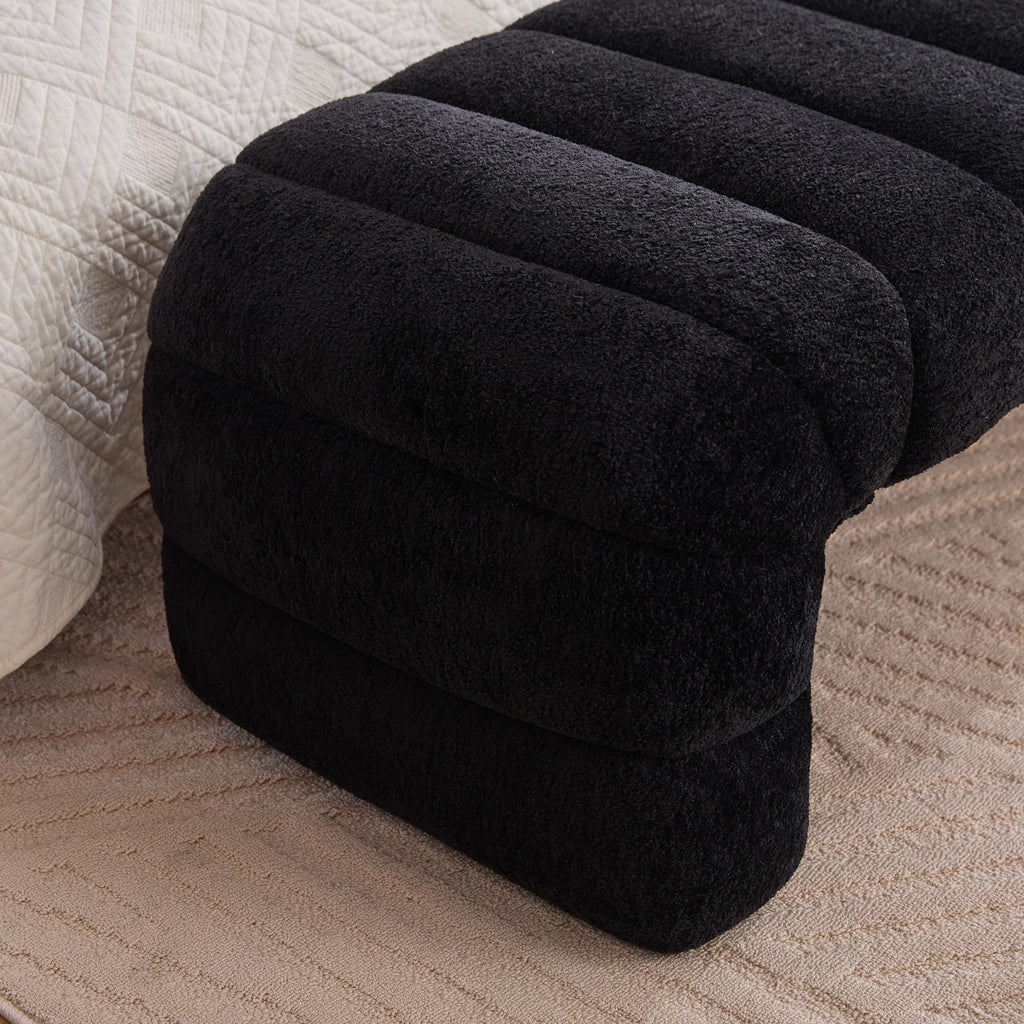 69.7" Modern Upholstered Armless Bed Bench, Channel Tufted Couch Daybed Chaise, Chenille Ottoman Foot Stool, Window