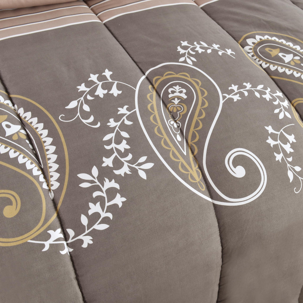 Ultra Soft Luxury Fluffy Goose Down Alternative Bed in a Bag Bedding Printed 7 Piece Comforter Set Includes 4 Piece